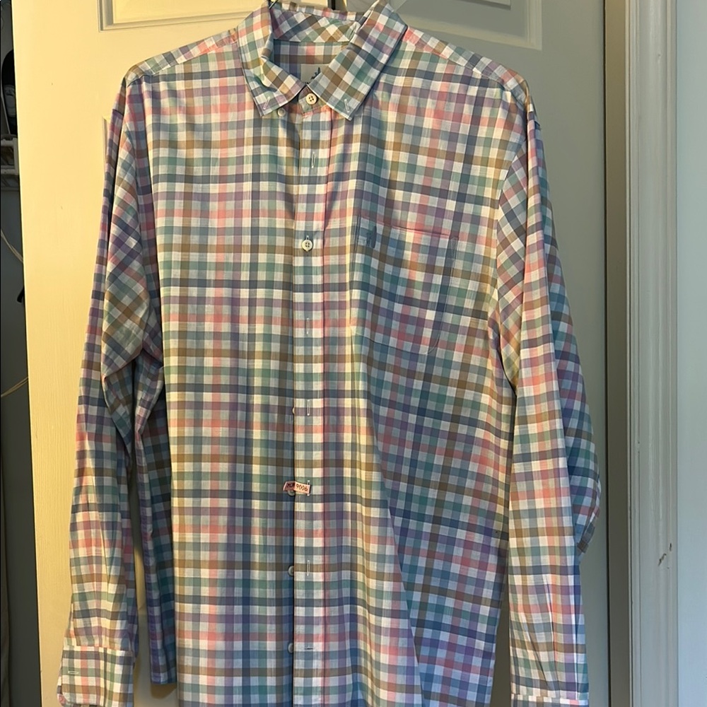 johnnie-O Blue and Pink Plaid Casual Shirt